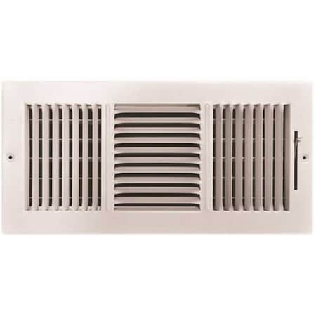 14 In. X 6 In. 3-Way Steel Wall/Ceiling Register , White